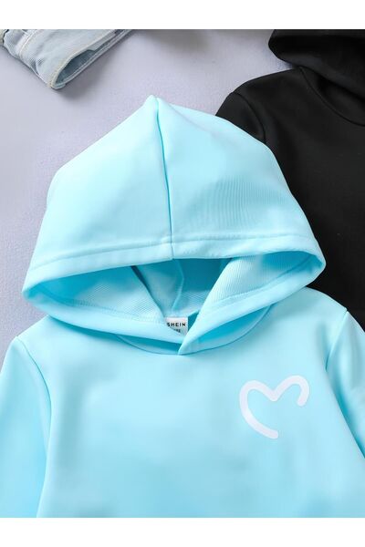 GLOWES Κορίτσια - Πακέτο 3 μπλούζες με κουκούλα με μισή καρδιά εμπριμέ βαμβακερό φούτερ