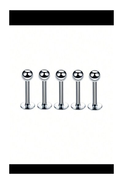 Melantis 5 Adet Cerrahi Çelik Labret Kulak Dudak Burun Uyumlu Piercing Set
