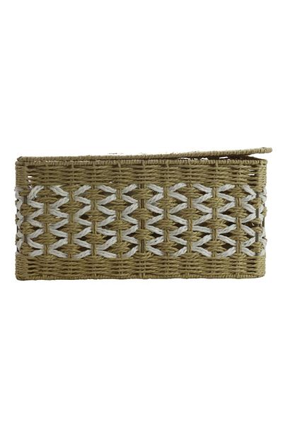T.Concept Rectangular Basket - Decorative, Durable and Wicker Lid, Multi-Purpose, Large Size (L)