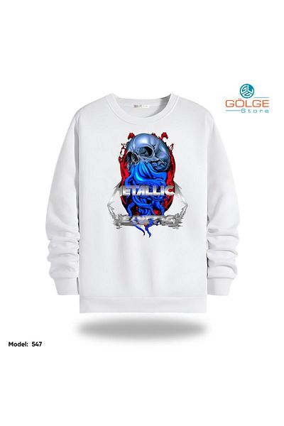Gölge Store Φούτερ Unisex με στάμπα στήθους MeTalliCa Slimfit Crew Neck 2 κλωστών