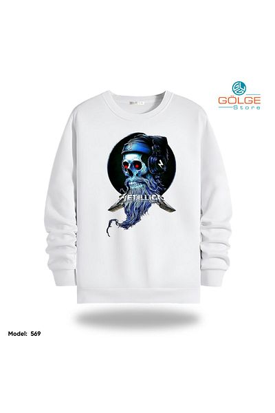 Gölge Store Φούτερ Unisex με στάμπα στήθους MeTalliCa Slimfit Crew Neck 2 κλωστών