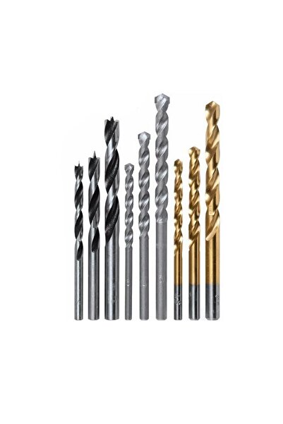 Microcase 9 Parça Ahşap Metal Beton Matkap Ucu Seti Dayanıklı Delme Uçları-AL...