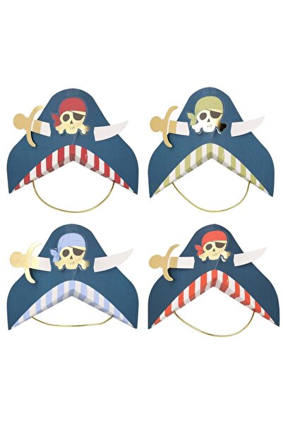 Meri Meri - Blue Pirate Party Hats - Korsan Parti Şapkaları - 8'li