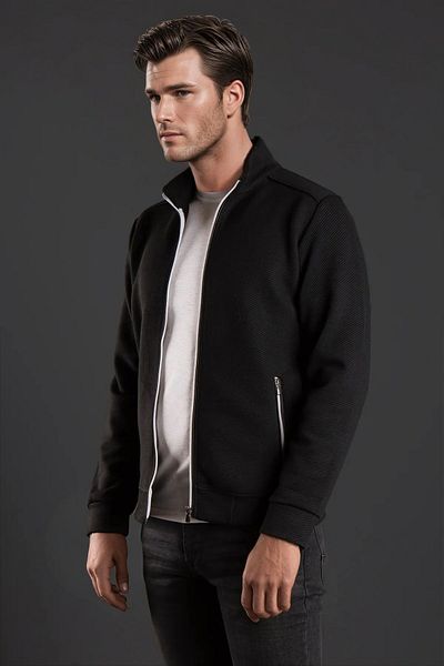 JR9 Men's Black Corner Cardigan 8204