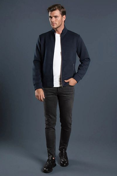 JR9 Men's Dark Blue Corner Cardigan 8204