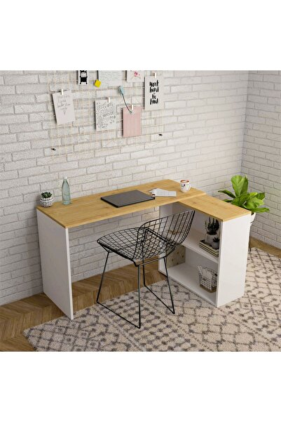 Eco Room L Çalışma Masası - Safir Meşe / Beyaz