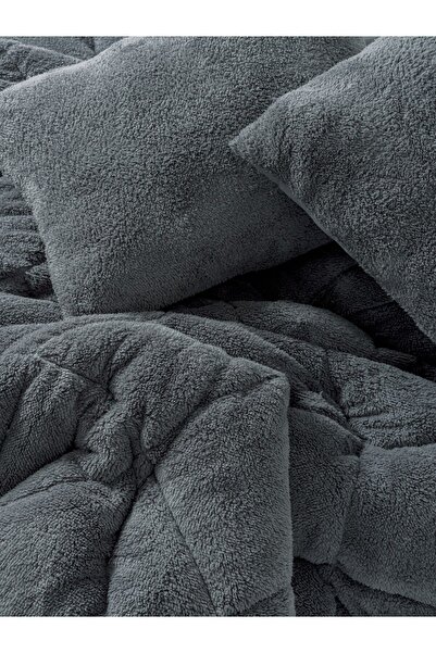 Cotton Box Single Plush Quilt Set Gray 155X215 cm