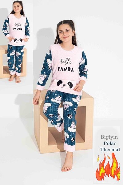 bigiyin Pink Fleece Pajama Set for Girls - Winter