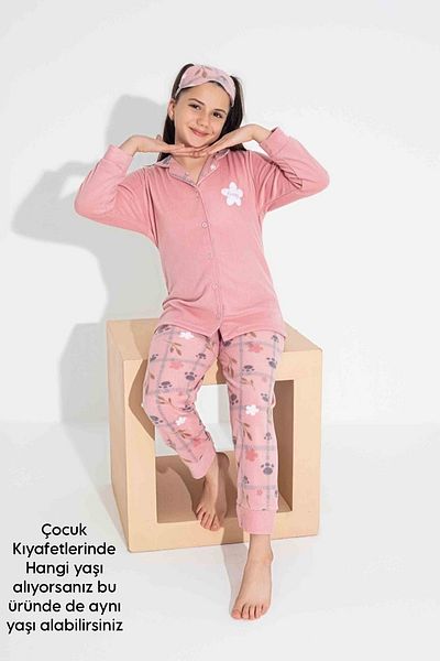 bigiyin Winter Children's Pajama Set - Pink, Buttoned Front, Fleece