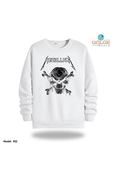 Gölge Store Φούτερ Unisex με στάμπα στήθους MeTalliCa Slimfit Crew Neck 2 κλωστών