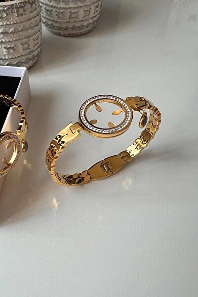 Meyras Touch Altın Kaplama Çeyrek Altın Takılan Arpa Zincir Detaylı Çelik Kel...