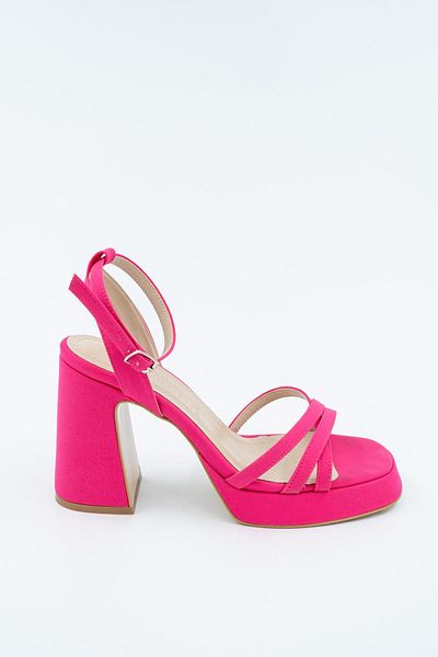 Modabuymus Pantofi cu toc cu platformă groasă din satin Olga Fuchsia