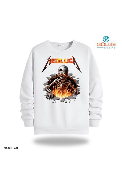 Gölge Store Φούτερ Unisex με στάμπα στήθους MeTalliCa Slimfit Crew Neck 2 κλωστών