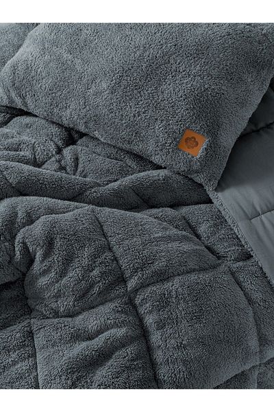 Cotton Box Single Plush Quilt Set Gray 155X215 cm