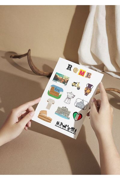 ANSHA CRAFTS Σετ αυτοκόλλητων ROMA - Bullet Journal Ημερολόγιο Planner Τετράδιο Laptop Tablet Τηλέφωνο