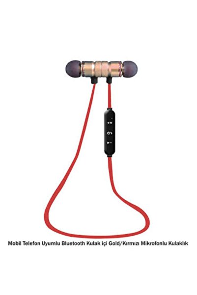 micromir KIRMIZI BOYUN ASKILI MIKNATISLI BLUETOOTH SPOR KULAK İÇİ