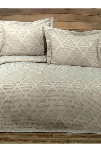 YGT Home Set cuvertură de pat jacquard stil dublu - Set piqué verde boem 3 piese