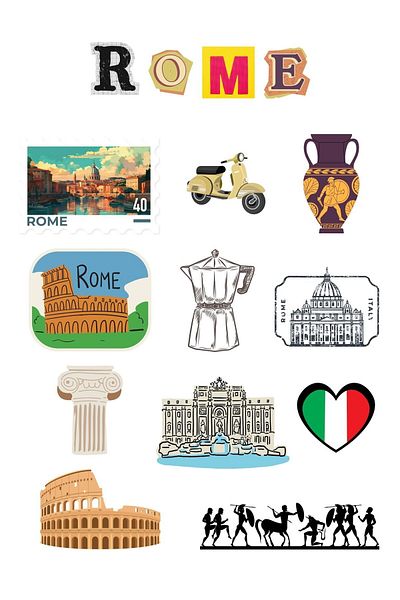 ANSHA CRAFTS Σετ αυτοκόλλητων ROMA - Bullet Journal Ημερολόγιο Planner Τετράδιο Laptop Tablet Τηλέφωνο