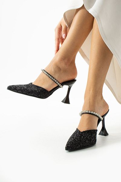 DUXAL SHOES Crumb de sticlă Casey cu detaliu de piatră - Tocuri cu spatele deschis