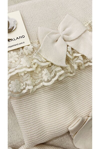 Nipperland Lace Detailed Cotton Knitwear Set for Baby Girl