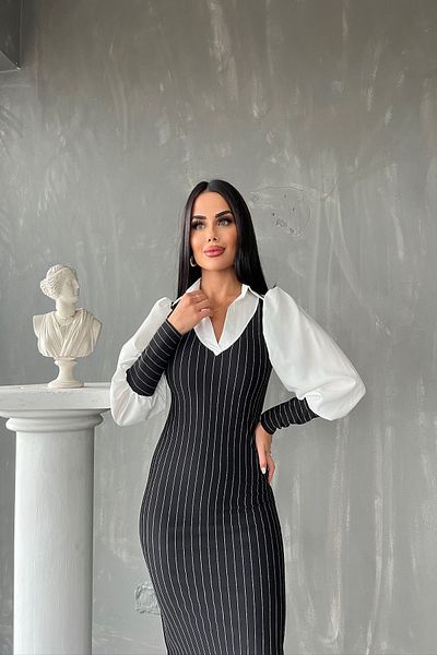 kamacibutik Rochie creion cu guler cămașă cu dungi cu design special