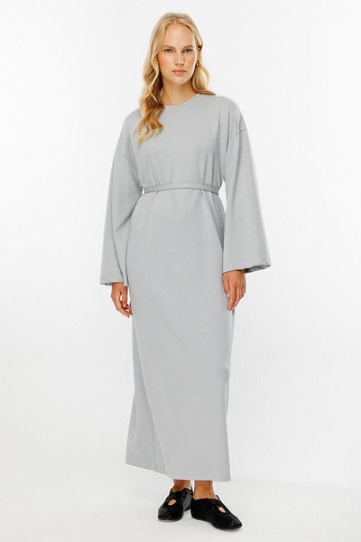 Hooopstore Γκρι βαμβακερό μακρύ ρόμπα oversize