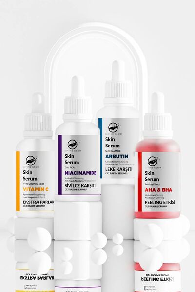 Divine Glow 4'lü Süper Serum Paketi Niacinamide& Arbutin &AHA-BHA & Hyaluroni...