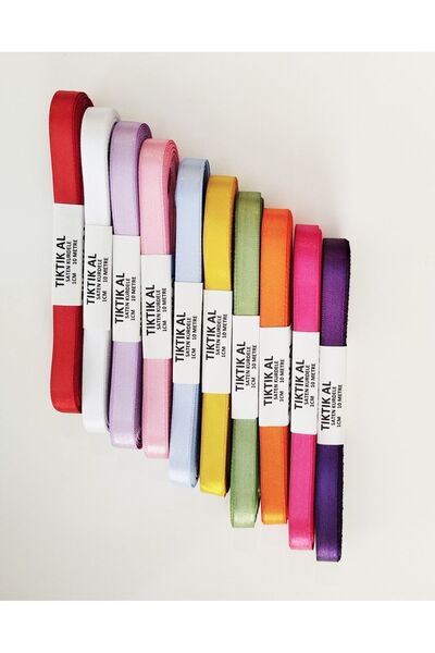 TıkTık AL 1 Cm Saten Kurdale Karışık Renkli 10 Adet Model 1