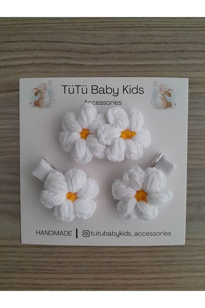 Accessories 3-Piece Daisy Knitted Set, Hairless Baby Buckle, Baby & Girl & Child
