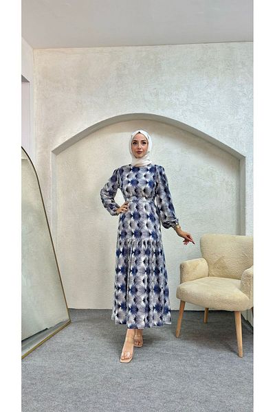 GRNMODA Φόρεμα με μοτίβο φύλλων Hijab