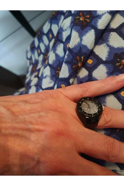 Bozhi Gilded Silver Black Quartz Watch - Vintage Punk Ring, for Women & Men