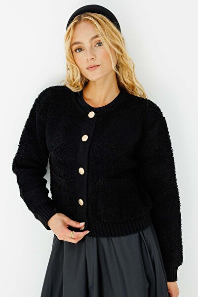 Hooopstore Premium Tedy Textured Black Cardigan