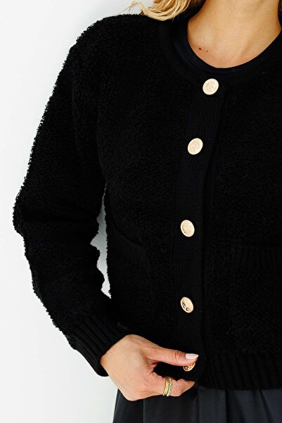 Hooopstore Premium Tedy Textured Black Cardigan