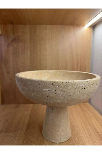 ege gross Traverten Marble Foot Bowl / Marble Bowl
