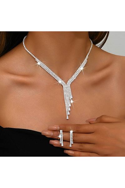 Estilo Lingerie Victoria Model Zircon Stone Fringed Luxury Jewelry Set - Wedding and Gift Jewelry