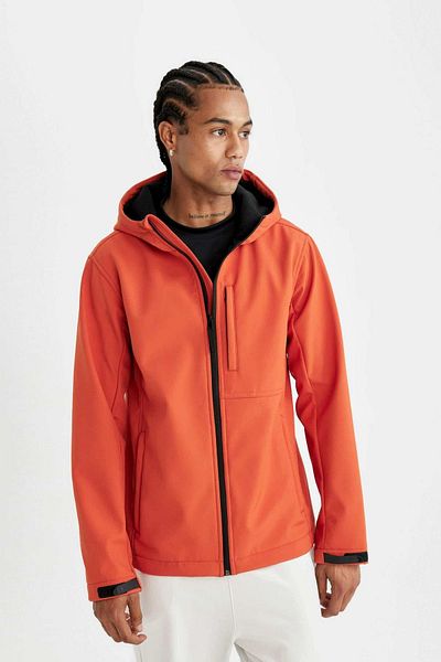 DeFacto Softshell-Mantel – wasserabweisend, winddicht, mit Kapuze, Reißverschluss und Tasche A2122ax24au