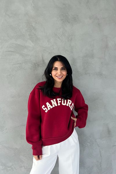 Seda Yalçın Atelier Claret Red Sweatshirt - Text Printed