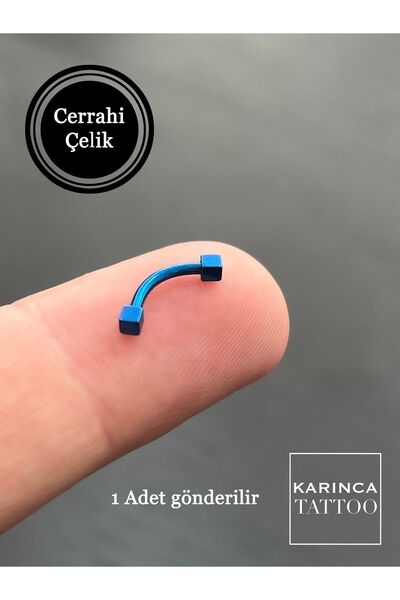 Karınca Piercing Kaş Kulak Helix Snug Rook Daith Tragus Conch Orbital Nipple Kare Mavi Piercing ( Karınca Tattoo )