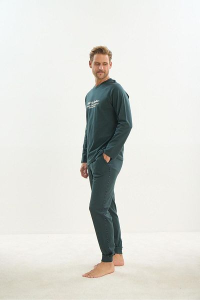 Sevim Green Men's Pajama Set - Long Sleeve C6T2N4O9