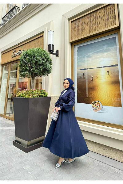 HR BUTİK Navy Blue Scuba Dress - Hazel Rose Belt