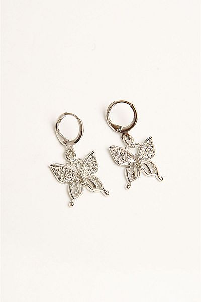 EUROMODA Butterfly Design Pearl Beaded Necklace Earrings Set