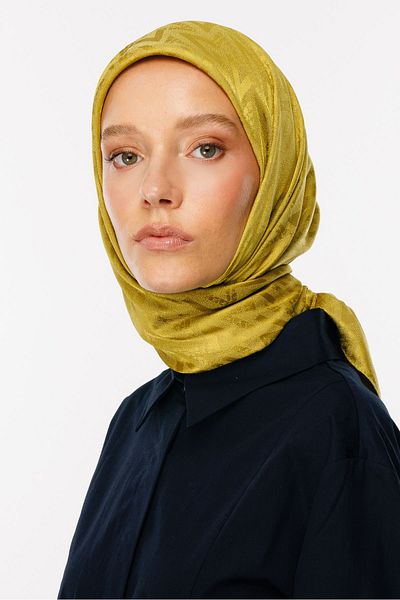 Mooncorn Oliv Green - Πολυτελές ζακάρ κασκόλ με σχέδιο Nova