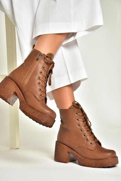 Fox Shoes Τ 996533009   Tan Γυναικείες Μπότες - Χοντρό Τακούνι