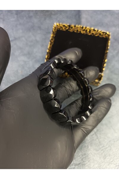 Mos Tespih Siyah Turmalin  Doğal Taş Rolex Bileklik