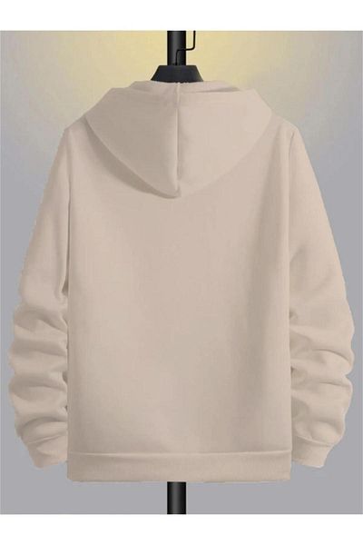 Altamira Beige Believe Printed Men's Oversize Hooded Cardigan