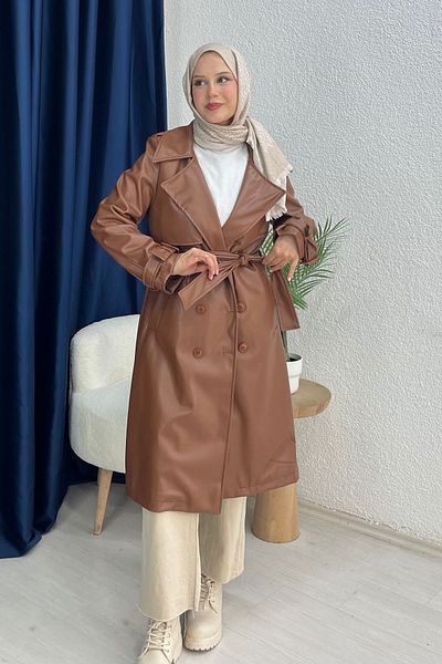 lurex moda Leather Trench Coat