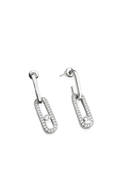 New Obsessions أقراط متدلية من اللوز بطبقتين من حجر الزركون من ميس أونو