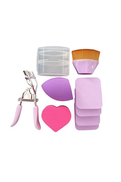 Cosmetichane Makeup Sponge Set + Eyelash Curler Pink - Purple