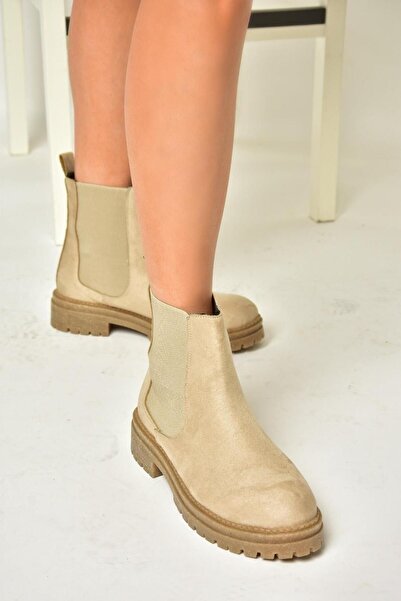 Fox Shoes T726923702 Bej Süet Klasik Kadıın Bot