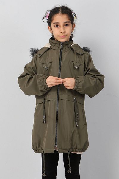 Modamihram Khaki Children's Coat 10302 - Tassel Detailed
